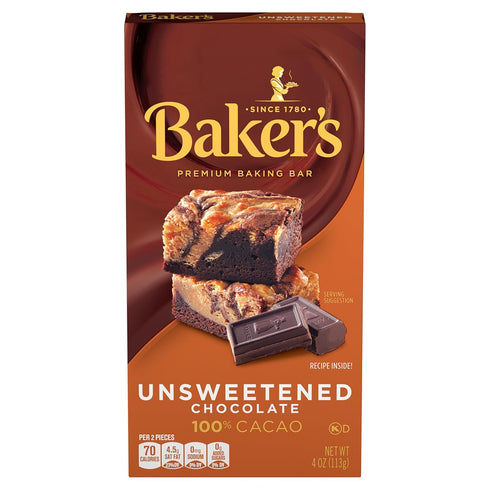 by Baker's Baker's Unsweetened Chocolate Premium Baking Bar with 100 % Cacao (4 oz