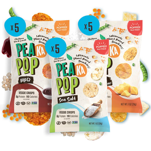 1 oz (15-Pack) Pack PeaKaPop Veggie Chips - Healthy Snacks for Adults & Kids with Pea, Lentil & Chickpea Protein