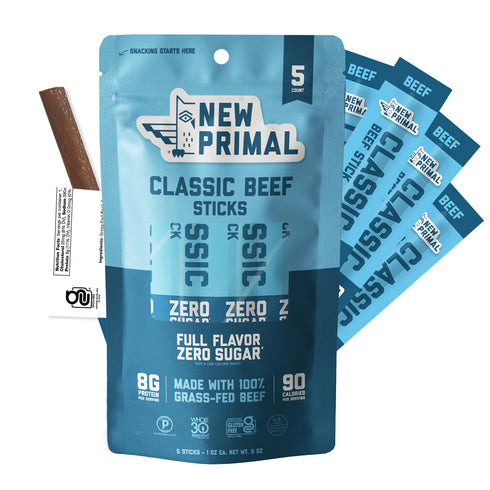 The New Primal Grass Fed Beef Sticks, Keto, Gluten Free Healthy Snacks