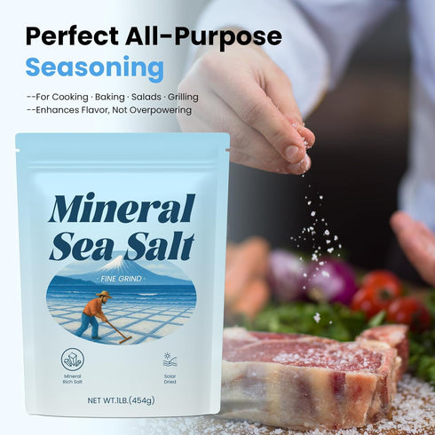 Vrixlanua 100% 1 lb Mineral Sea Salt Natural, Unrefined, Non-GMO, No Additives Mineral-Rich (Calcium, Magnesium