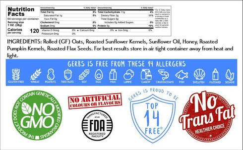 4 LBS. 14 Gerbs Original Seed n' Honey Granola, - Top Food Allergy Free & Non GMO - Keto Safe - Made in Rhode Island
