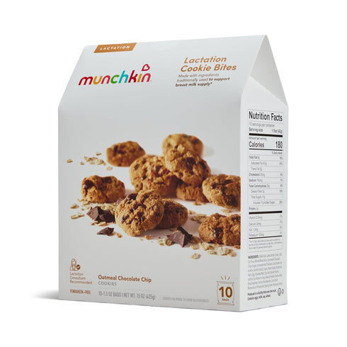 10 Munchkin Milkmakers Lactation Cookie Bites, Oatmeal Chocolate Chip, Ct