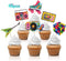 48pcs 80's Cupcake Toppers, Retro Cupcake Toppers for Totally 1980s Party DIY Dessert Decoration Supplies