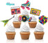 48pcs 80's Cupcake Toppers, Retro Cupcake Toppers for Totally 1980s Party DIY Dessert Decoration Supplies