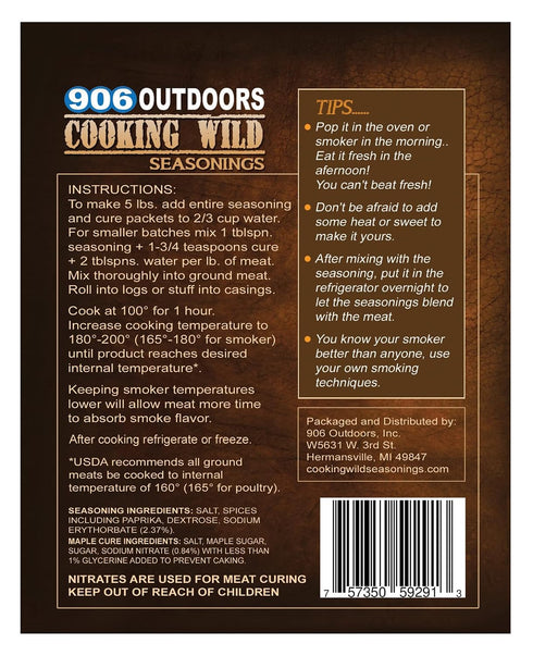 Cooking Wild Seasonings Summer PACK, 10 3.5 Packets, Packets Sausage Seasoning TWO Seasons up to pounds of Wild Game