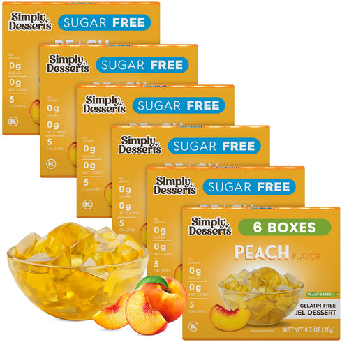Simply Desserts Sugar-Free Peach Jel, 6-Pack, Vegan Dessert, Keto Snacks, Diabetic Friendly