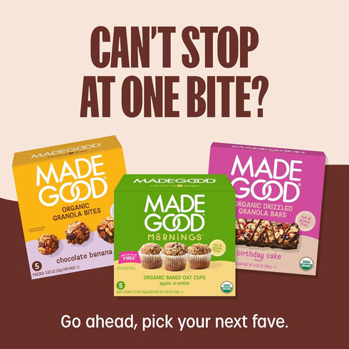 Pack (37 Count) MadeGood Healthy Snacks Variety Organic Granola Bars, Granola Bites, Morning Bars