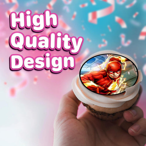 30 x Edible Cupcake Toppers Themed Speed Hero Collection of Edible Cake Decorations on Wafer Sheet