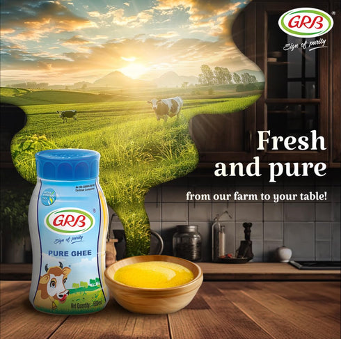 100% 830ml GRB Cow Ghee - Pure Desi Ghee Clarified Butter from Cows Milk, Traditional Granular Texture & Rich Natural