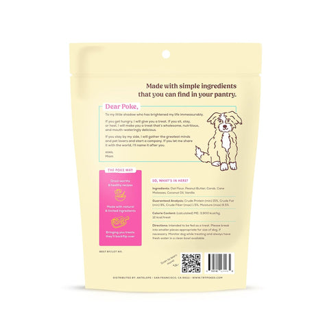 Poke's Birthday Cake Treats for Dogs, Limited Ingredient & Natural Dog Treats, Wheat-Free & Made in The USA, Peanut Butter & Vanilla Crunchy Biscuits, 8oz