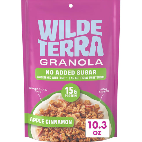 Wilde Terra Apple Cinnamon Granola, 15g Protein, No Added Sugar, Good Source