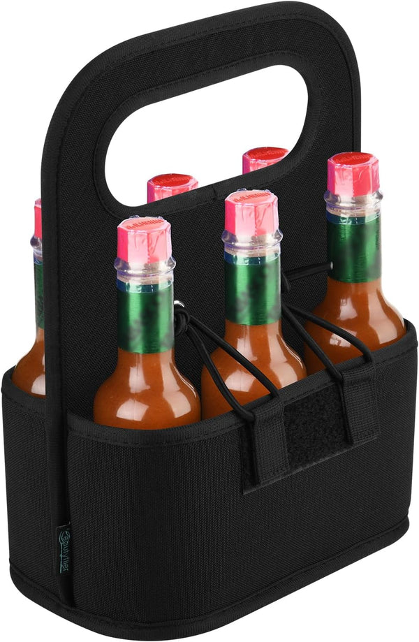 Beautyflier 6-bottle Carrier for Hot Sauce Bottles, Holds Standard 5oz Bottles, Condiment Holder