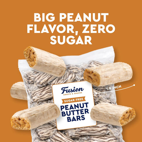 1 Sugar Free Peanut Butter Bars - Pound Individually Wrapped - Bulk Sugar-Free Crunchy & Cripsy Peanut Butter Candy