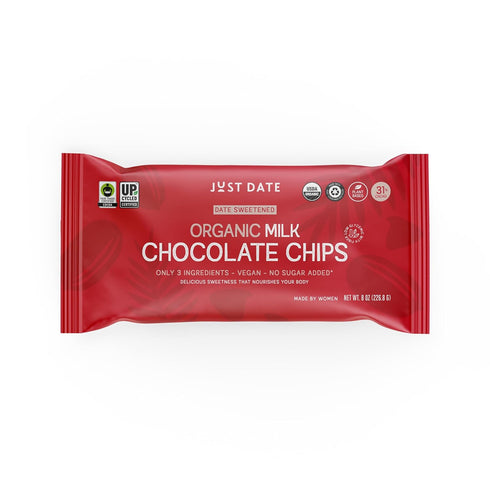 Just Date Organic Date Sweetened Milk Chocolate Chips / 35% Cacao/Vegan/No Sugar