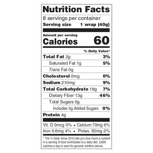 8 Count (Pack 6) Tumaro's Garden Veggie Carb Wise Wraps - Low Carb - Keto Friendly Sandwich & Burrito Tortillas