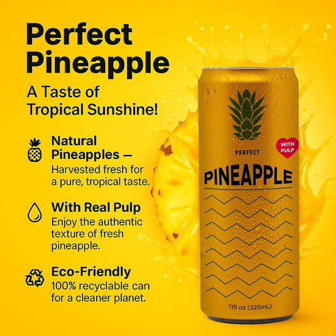 12 144 11.1 Oz Knashi Natural Essence Pineapple Juice W/Pulp - Can Rich In Vitamin C For Refreshment - Each W/ Calories