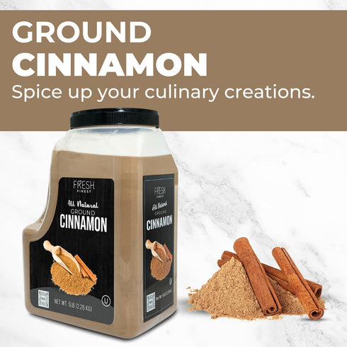 5LB 5 LB Fresh Finest Bulk Ground Cinnamon Powder - Kosher Certified Cinnamon Powder, Perfect for Desserts, Hot Tea