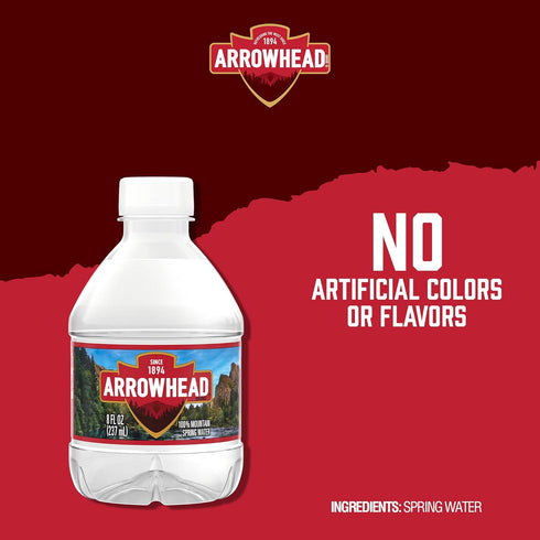 12 Pack 8 Oz Arrowhead Mountain Spring Water Bottles, - Still Bottled Water with Naturally Occurring Minerals