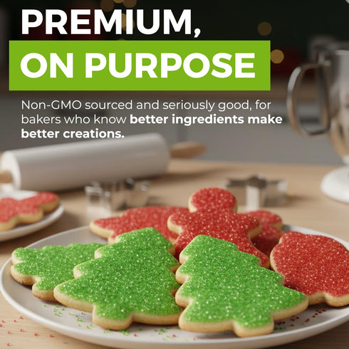 (3.7oz) Green Sanding Sugar Naturally Colored with Plants, No Artificial Dyes, Dye Free Christmas Sprinkles, Green