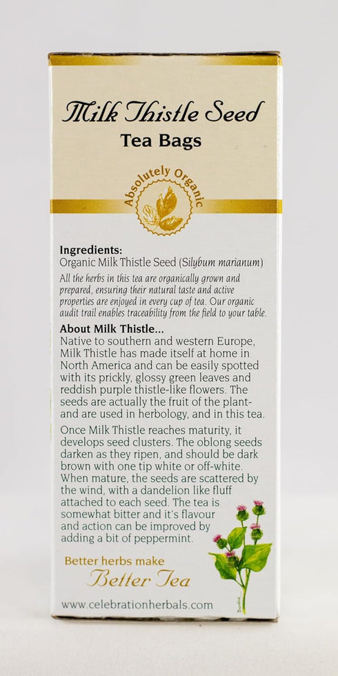 Celebration Herbals Organic Milk Thistle Seed Herbal Tea, 24 Tea Bags, NET WT.60, 2.11 OZ