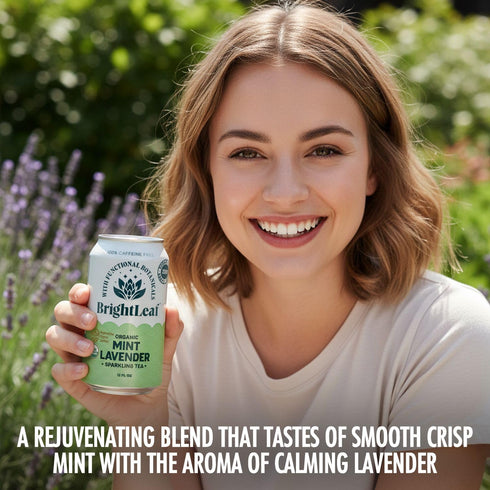 12oz BrightLeaf Mint Lavender Sparkling Tea for Relaxation and Digestion Caffeine-Free, Zero Sugar, Calories