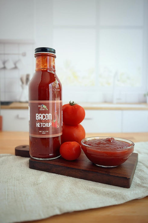 15 Green Jay Gourmet Bacon Ketchup - All-Natural Tomato Ketchup with Tomato Paste, Real Bacon & Gourmet Spices