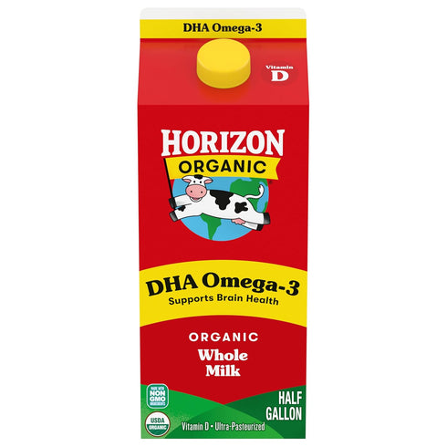 Horizon Organic DHA Omega-3 Milk, DHA Whole Milk, 64 fl oz Half
