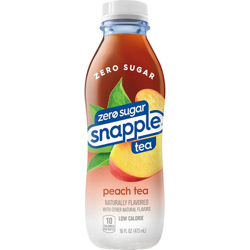16 oz (Pack 12) Snapple Zero Sugar Peach Tea, fl recycled plastic bottle