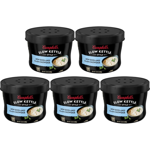 Campbell's Slow Kettle Style New England Clam Chowder, 15.5 oz. Tub (Pack of 5)