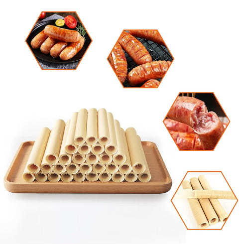 HAIKISS Collagen Sausage Casing,HALAL Edible Drying Sausage Casings 26mm for Hot Dog,Breakfast