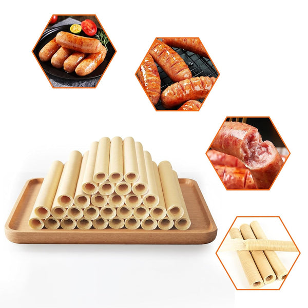 HAIKISS Collagen Sausage Casing,HALAL Edible Drying Sausage Casings 26mm for Hot Dog,Breakfast