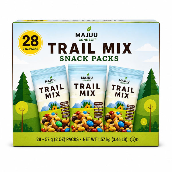 Generic Trail Mix Snack Packs Bulk Family Size 28 Count Nut, Raisin &