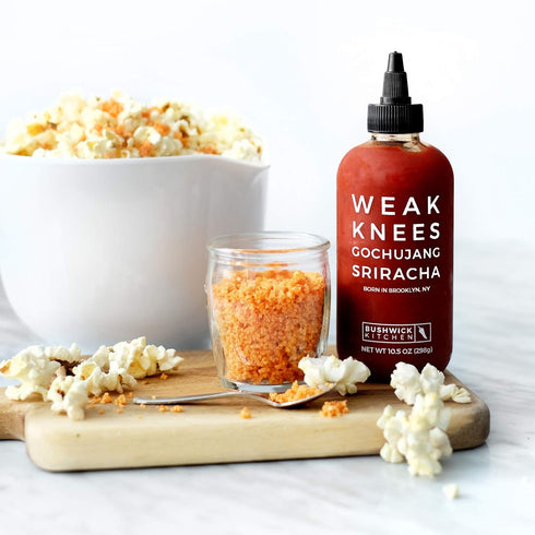 10.5oz Weak Knees Gochujang Sriracha Hot Sauce, Infused with Bold Korean Gochujang Paste & Classic Spicy Sriracha, Made