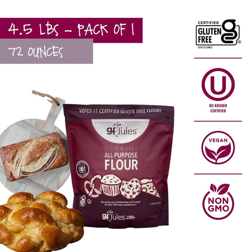 #1 4.5LB gfJules Certified Gluten Free All Purpose Flour | No Grit | Great Cup for Cup Baking Alternative to Regular