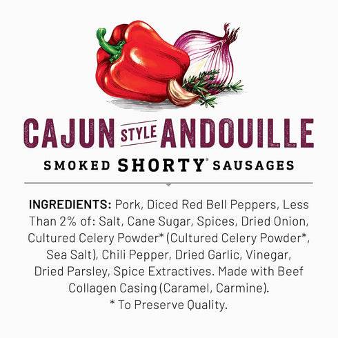 7g 5 oz. Duke's Pork Cajun Andouille Smoked Shorty Sausages, Protein Per Serving