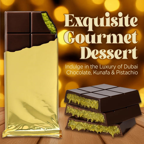 7oz Dark Chocolate Dubai Crispy Knafeh Pistachio Bar | Kunafa Chocolate Delight | Crunchy Bar with Rich Pistachio