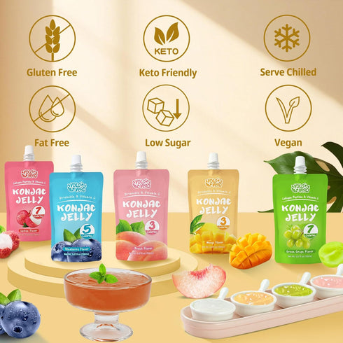 Pack, 10-Packs, VOLO VERO Konjac Jelly Pouch Drinkable Variety Low Calorie, Low Sugar, Keto, Gluten Free, Vegan Fruit