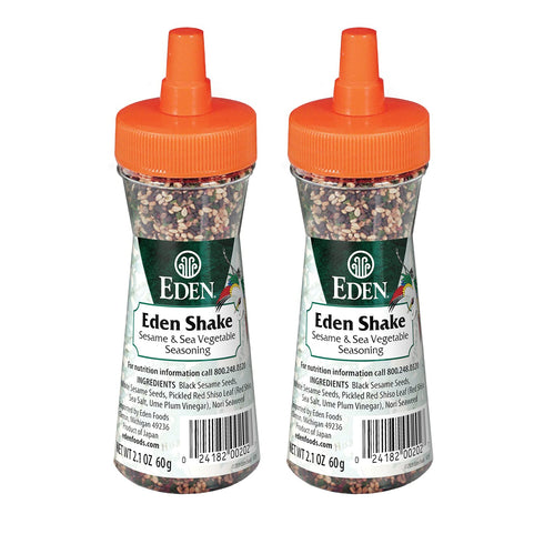 Eden Shake Furikake - Made in Japan Rice Seasoning, No Sugar, Seaweed, Nori, Pickled Red Shiso Leaf, 2.1 oz (2-Pack)