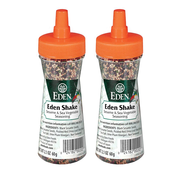 Eden Shake Furikake - Made in Japan Rice Seasoning, No Sugar, Seaweed, Nori, Pickled Red Shiso Leaf, 2.1 oz (2-Pack)