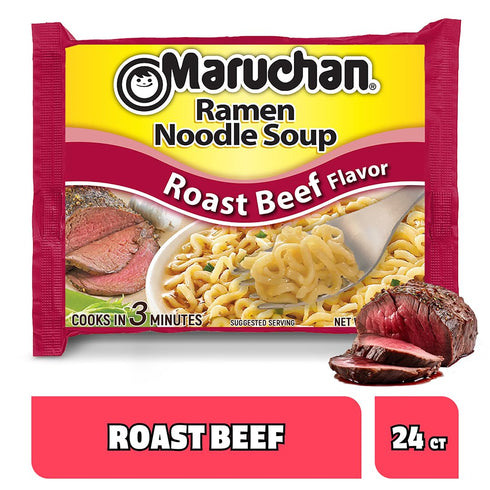 Meals,3 Oz,(Pack 48) Maruchan Ramen Roast Beef,Instant Ramen Noodles,Ready to Eat