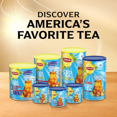 28 (Pack 2) Lipton Iced Tea Mix, Unsweetened Lemon Flavor Black Iced Tea, Makes Quarts