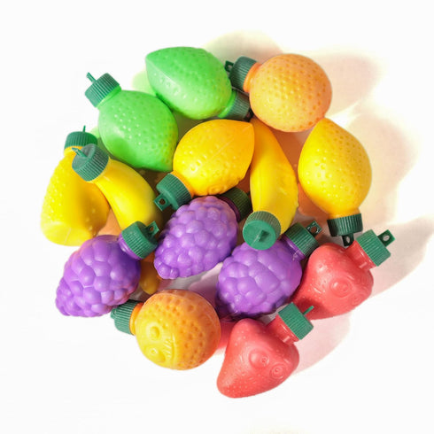 60 90s 4YoreElves Fruit Shaped Fizzy Candy Powder, With Hanging Hole Caps for Decorative Stringing, Great for Hanging