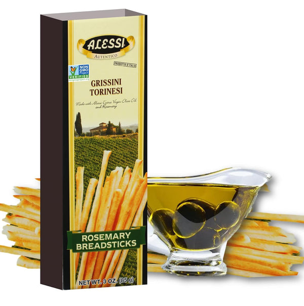 Alessi Rosemary Breadsticks, Zero Trans Fat, Non GMO, 3 Ounces (Pack of