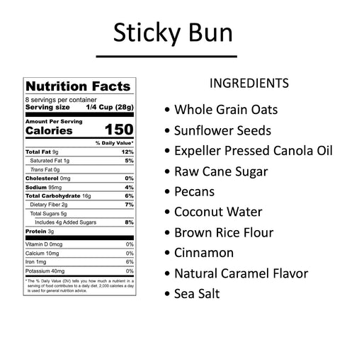 8oz (pack 3) Mocha Nola, Sticky Bun Granola, SOFI Award Winning Granola, Family Owned Business