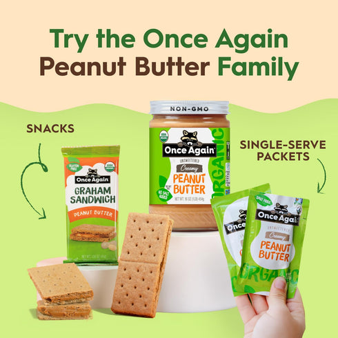 2.5 1 (40 oz) Once Again Organic Crunchy Peanut Butter No Sugar Added - Large Pound Jar - Single Ingredient, Unsalted