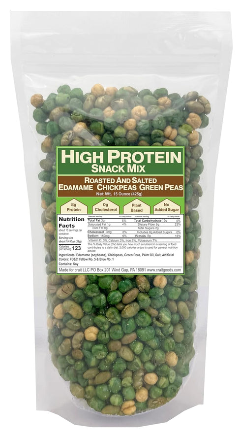 Savory Protein Snack Mix Roasted and Salted Edamame, Chickpeas & Green Peas