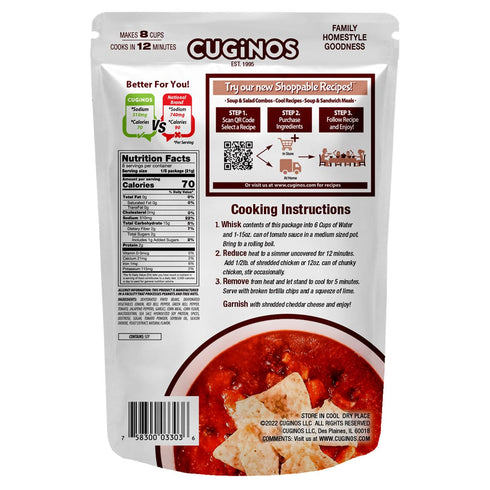 6 Pack, 12 Cugino's Chicken Enchilada Soup Mix, Homemade Southwest Gourmet Flavor with Vegetables, Beans, and Tomatoes