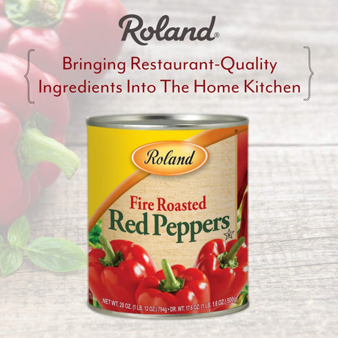 28 Pack 4 Roland Foods Whole Fire Roasted Red Peppers, Specialty Imported Food, Ounce Can