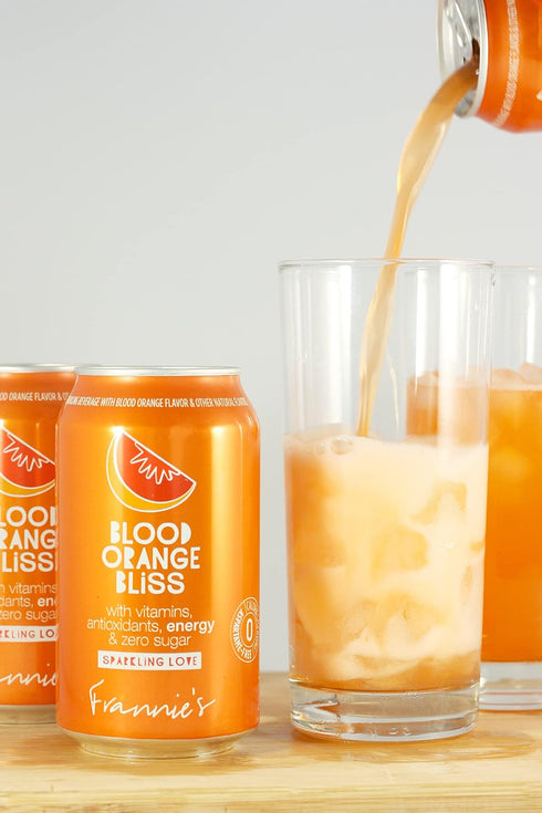 AmishTastes 12 Oz. 24) Frannies Sparkling Blood Orange Bliss, Protected With High-Density Foam, (Case