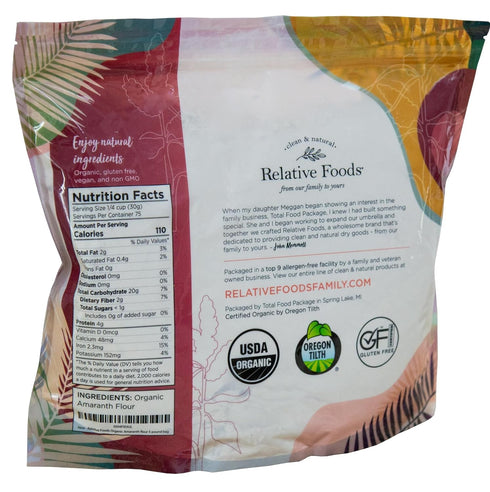 5lb Relative Foods Organic Amaranth Flour Gluten-Free, High Protein Organic Millet Flour Amaranth Powder Ideal